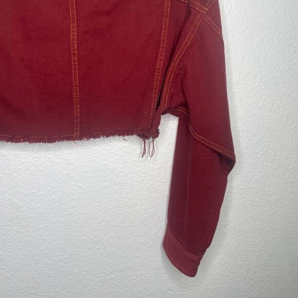 BDG Urban Outfitters Womens Red Jacket Size Small Denim Long Sleeve Button Front - Picture 13 of 13